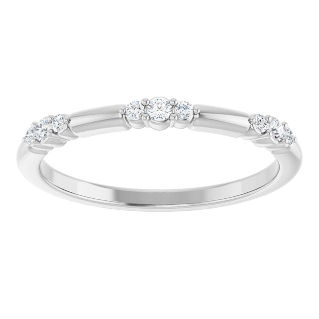 14K Yellow Or White Or Rose Gold Or Platinum Round Polished 1/8 Ctw Natural Diamond Stackable Ring, Size: 7