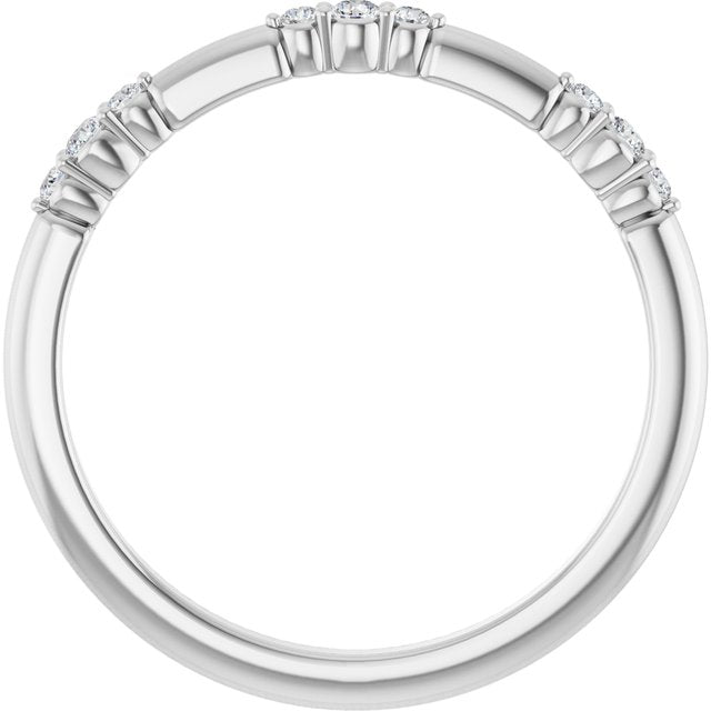 14K Yellow Or White Or Rose Gold Or Platinum Round Polished 1/8 Ctw Natural Diamond Stackable Ring, Size: 7