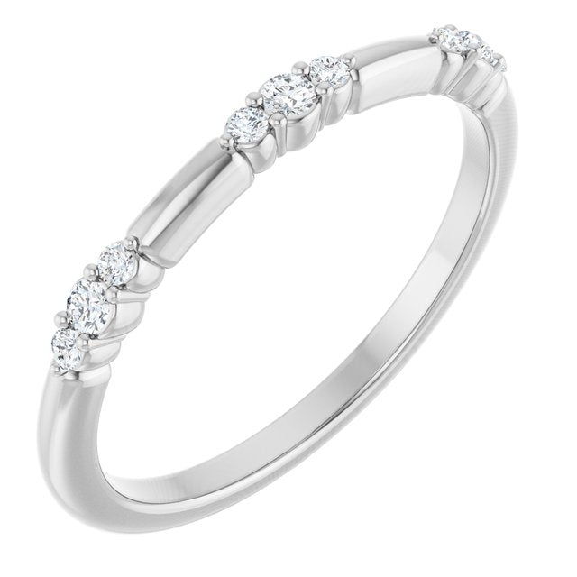 14K Yellow Or White Or Rose Gold Round 1.7 Mm Polished 1/8 Ctw Lab-Grown Diamond Stackable Ring, Size: 7
