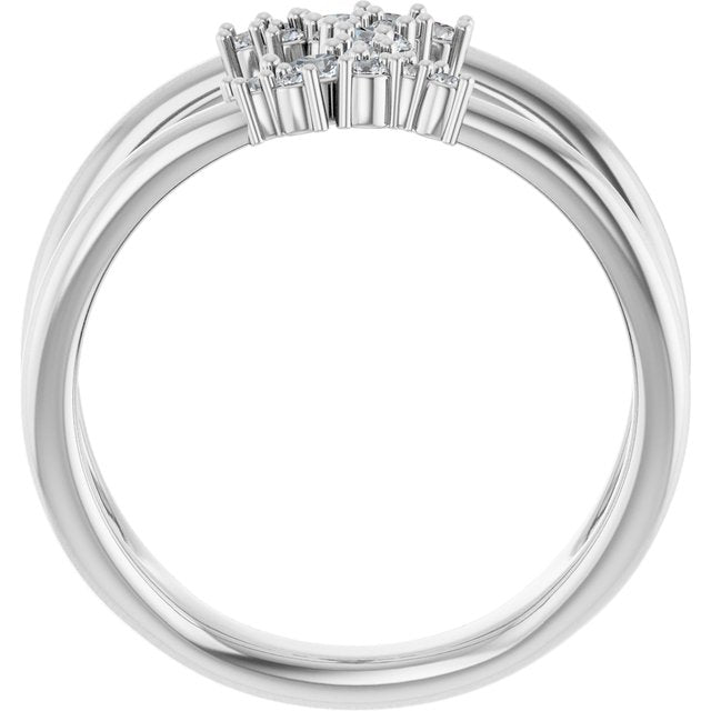 14K White Or Yellow Or Rose Gold Round Polished 3/8 Ctw Natural Diamond Negative Space Ring, Size 7