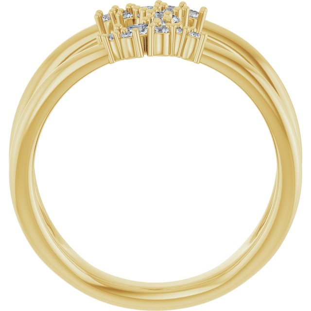 14K White Or Yellow Or Rose Gold Round Polished 3/8 Ctw Natural Diamond Negative Space Ring, Size 7