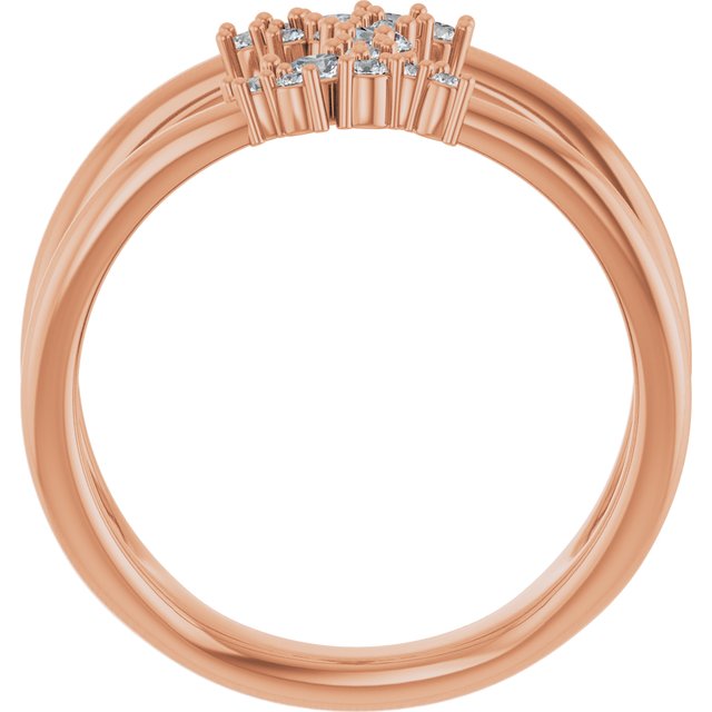 14K White Or Yellow Or Rose Gold Round Polished 3/8 Ctw Natural Diamond Negative Space Ring, Size 7