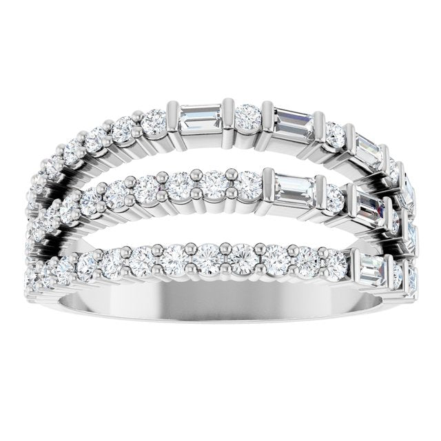 14K White Or Yellow Gold Polished 7/8 Ctw Natural Diamond Stacked Ring, Size 7