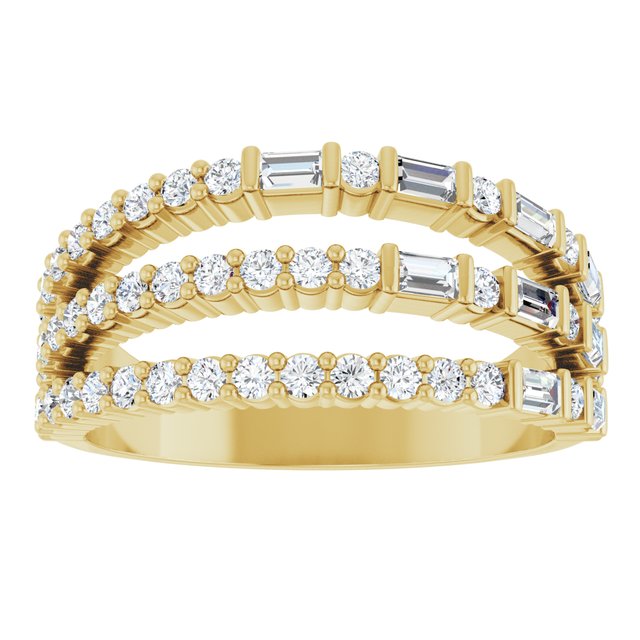 14K White Or Yellow Gold Polished 7/8 Ctw Natural Diamond Stacked Ring, Size 7