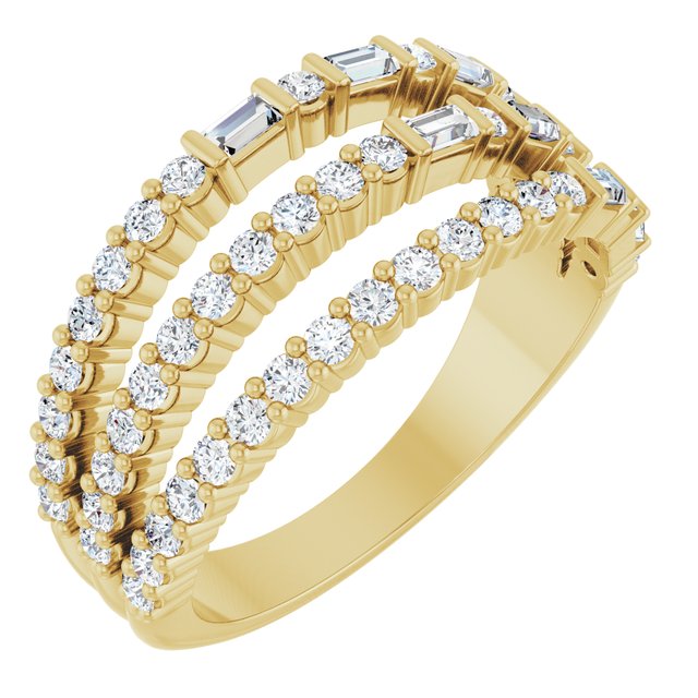 14K White Or Yellow Gold Polished 7/8 Ctw Natural Diamond Stacked Ring, Size 7