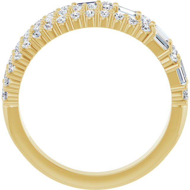 14K White Or Yellow Gold Polished 7/8 Ctw Natural Diamond Stacked Ring, Size 7