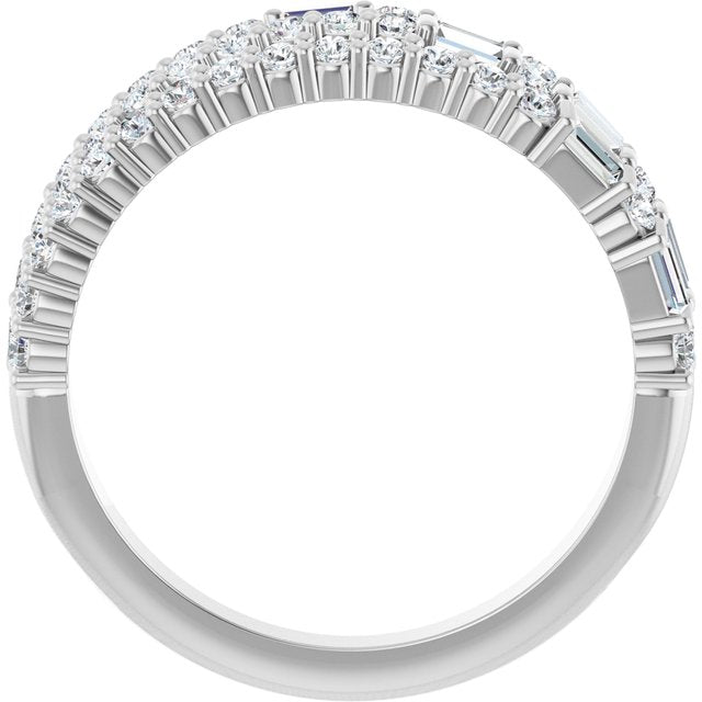 14K White Or Yellow Gold Polished 7/8 Ctw Natural Diamond Stacked Ring, Size 7