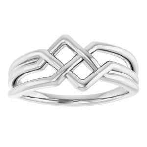 14K White Gold Polished Geometric Ring Size 7