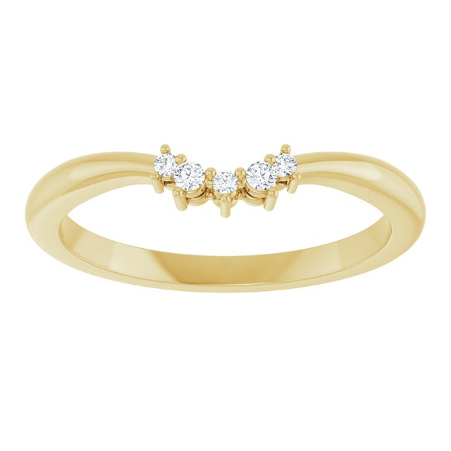 14K Yellow Gold Round Polished .05 Ctw Natural Diamond Matching Band, Size 7