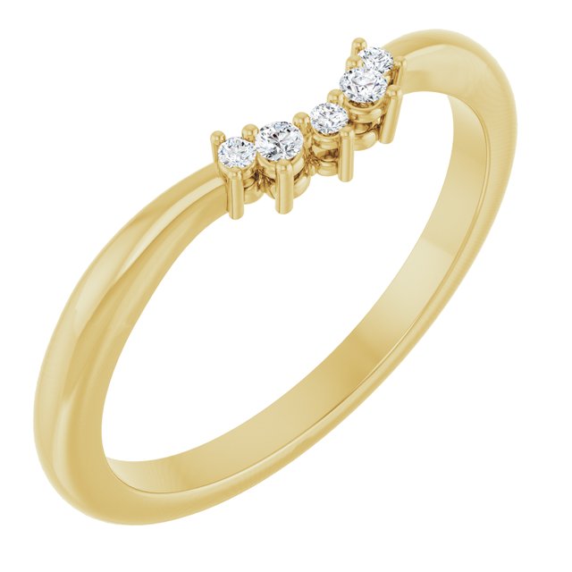 14K Yellow Gold Round Polished .05 Ctw Natural Diamond Matching Band, Size 7