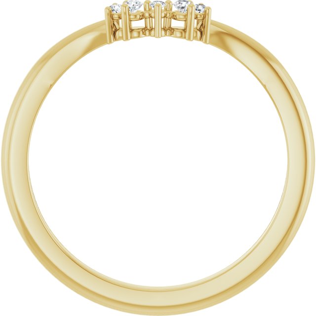 14K Yellow Gold Round Polished .05 Ctw Natural Diamond Matching Band, Size 7