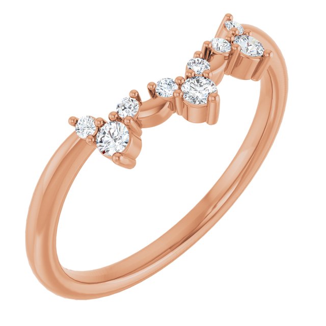 14K White Or Yellow Or Rose Gold Round Polished 1/6 Ctw Natural Diamond Contour Band, Size 7