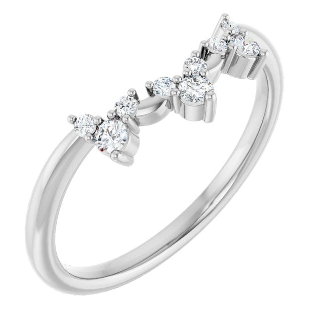 14K White Or Yellow Or Rose Gold Round Polished 1/6 Ctw Natural Diamond Contour Band, Size 7