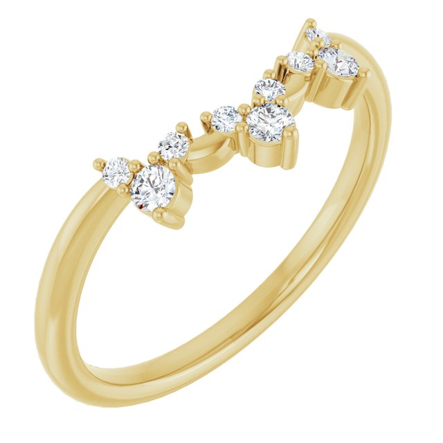 14K White Or Yellow Or Rose Gold Round Polished 1/6 Ctw Natural Diamond Contour Band, Size 7