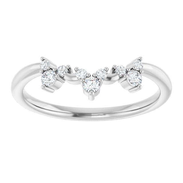 14K White Or Yellow Or Rose Gold Round Polished 1/6 Ctw Natural Diamond Contour Band, Size 7