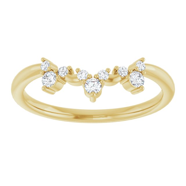 14K White Or Yellow Or Rose Gold Round Polished 1/6 Ctw Natural Diamond Contour Band, Size 7