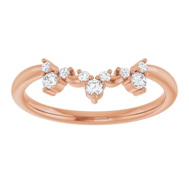 14K White Or Yellow Or Rose Gold Round Polished 1/6 Ctw Natural Diamond Contour Band, Size 7