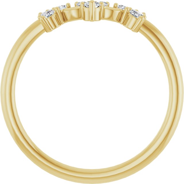 14K White Or Yellow Or Rose Gold Round Polished 1/6 Ctw Natural Diamond Contour Band, Size 7