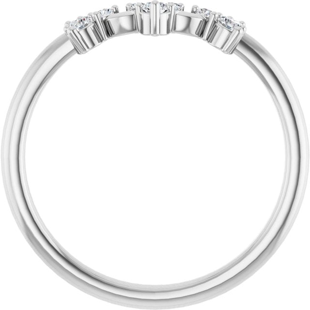 14K White Or Yellow Or Rose Gold Round Polished 1/6 Ctw Natural Diamond Contour Band, Size 7