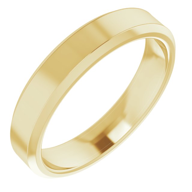 10K Yellow Gold 4 Mm Polished Beveled-Edge Comfort-Fit Flat Band, Size 6.5