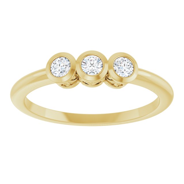 14K Yellow Gold Round 2.5 Mm Polished 1/5 Ctw Natural Diamond 3-Stone Ring, Size 7