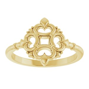 14K Yellow Gold Polished Vintage-Inspired Ring Size 7