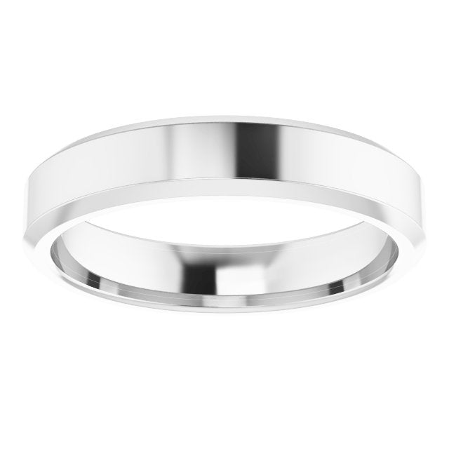 Sterling Silver 4 Mm Polished Beveled-Edge Comfort-Fit Flat Band, Size 8.5
