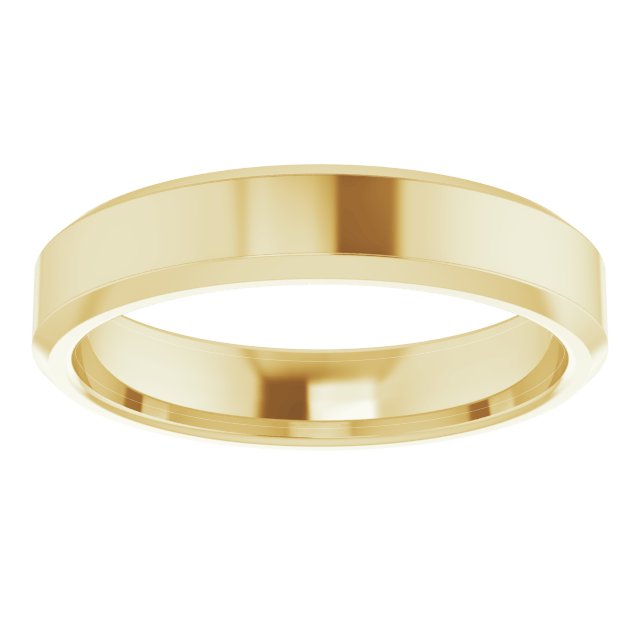 10K Yellow Gold 4 Mm Polished Beveled-Edge Comfort-Fit Flat Band, Size 6.5