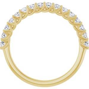 14K Yellow Gold Round 2 Mm Polished 1/2 Ctw Lab-Grown Diamond Anniversary Band Size 7