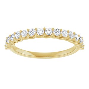 14K Yellow Gold Round 2 Mm Polished 1/2 Ctw Lab-Grown Diamond Anniversary Band Size 7
