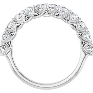 14K White Gold Round 3 Mm Polished 1 Ctw Lab-Grown Diamond Anniversary Band Size 7