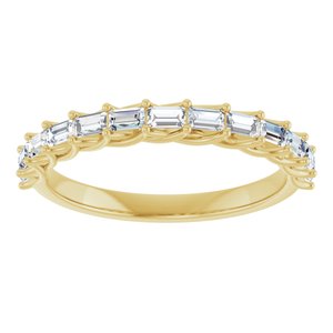 14K Yellow Gold Straight Baguette 2.5 X 1.5 Mm Polished 3/8 Ctw Natural Diamond Anniversary Band Size 7