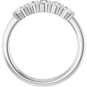 14K White Gold Round 3 Mm Polished 1/2 Ctw Lab-Grown Diamond Anniversary Band Size 7