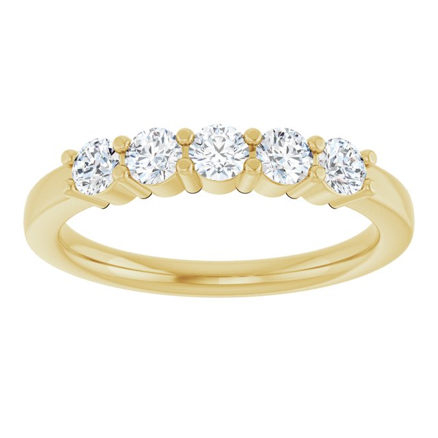 14K Yellow Or White Gold Round Polished Natural Diamond Anniversary Band, Size: 7