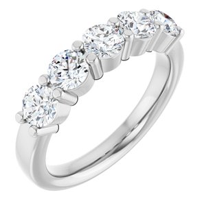 14K White Gold Round 4.1 Mm Polished 1 1/4 Ctw Lab-Grown Diamond Anniversary Band Size 7