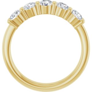 14K Yellow Gold Round 2.5 Mm Polished 1/3 Ctw Lab-Grown Diamond Anniversary Band Size 7