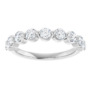 14K White Gold Round 3 Mm Polished 9/10 Ctw Lab-Grown Diamond Anniversary Band Size 7