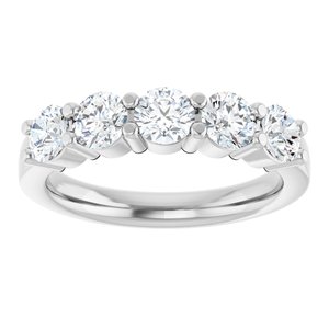 14K White Gold Round 4.1 Mm Polished 1 1/4 Ctw Lab-Grown Diamond Anniversary Band Size 7