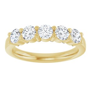 14K Yellow Gold Round 2.5 Mm Polished 1/3 Ctw Lab-Grown Diamond Anniversary Band Size 7