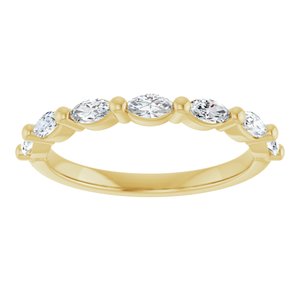 14K Yellow Gold Marquise 4 X 2 Mm Polished 3/8 Ctw Lab-Grown Diamond Anniversary Band Size 7