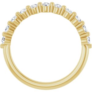 14K Yellow Gold Round 2 Mm Polished 1/3 Ctw Lab-Grown Diamond Anniversary Band Size 7