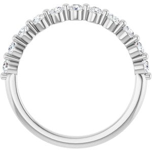 14K White Gold Round 2 Mm Polished 1/3 Ctw Lab-Grown Diamond Anniversary Band Size 7