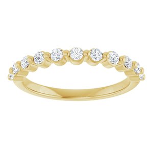 14K Yellow Gold Round 2 Mm Polished 1/3 Ctw Lab-Grown Diamond Anniversary Band Size 7