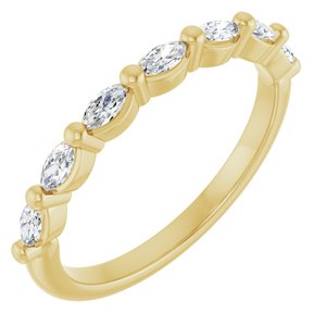 14K Yellow Gold Marquise 3.5 X 1.75 Mm Polished 1/3 Ctw Lab-Grown Diamond Anniversary Band Size 7