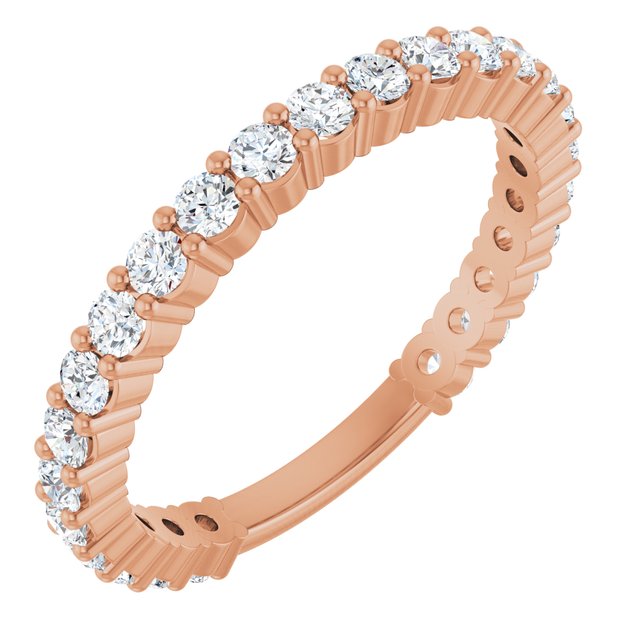 14K White Or Rose Gold Round 2 Mm Polished 3/4 Ctw Natural Diamond Anniversary Band, Size 7