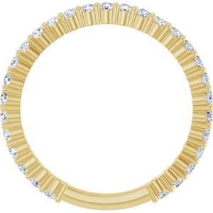 14K Yellow Gold Round 1.7 Mm Polished 1/2 Ctw Natural Diamond Anniversary Band Size 7