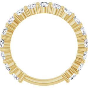 14K Yellow Gold Round 3 Mm Polished 1 1/2 Ctw Natural Diamond Anniversary Band Size 7