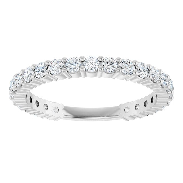 14K White Or Rose Gold Round 2 Mm Polished 3/4 Ctw Natural Diamond Anniversary Band, Size 7