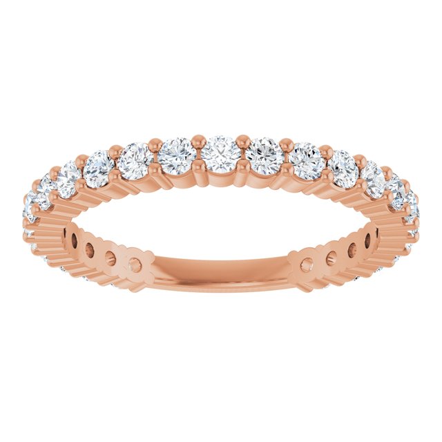 14K White Or Rose Gold Round 2 Mm Polished 3/4 Ctw Natural Diamond Anniversary Band, Size 7