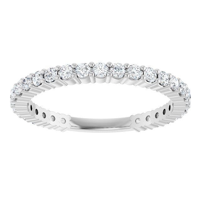 14K White Gold Round 1.7 Mm Polished 1/2 Ctw Natural Diamond Anniversary Band, Size 7